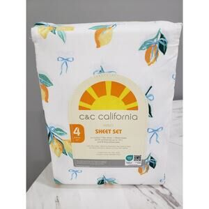 C & C California LEMON PRINT Sheet Set KING SIZE Set FRUIT cottage summer farmer